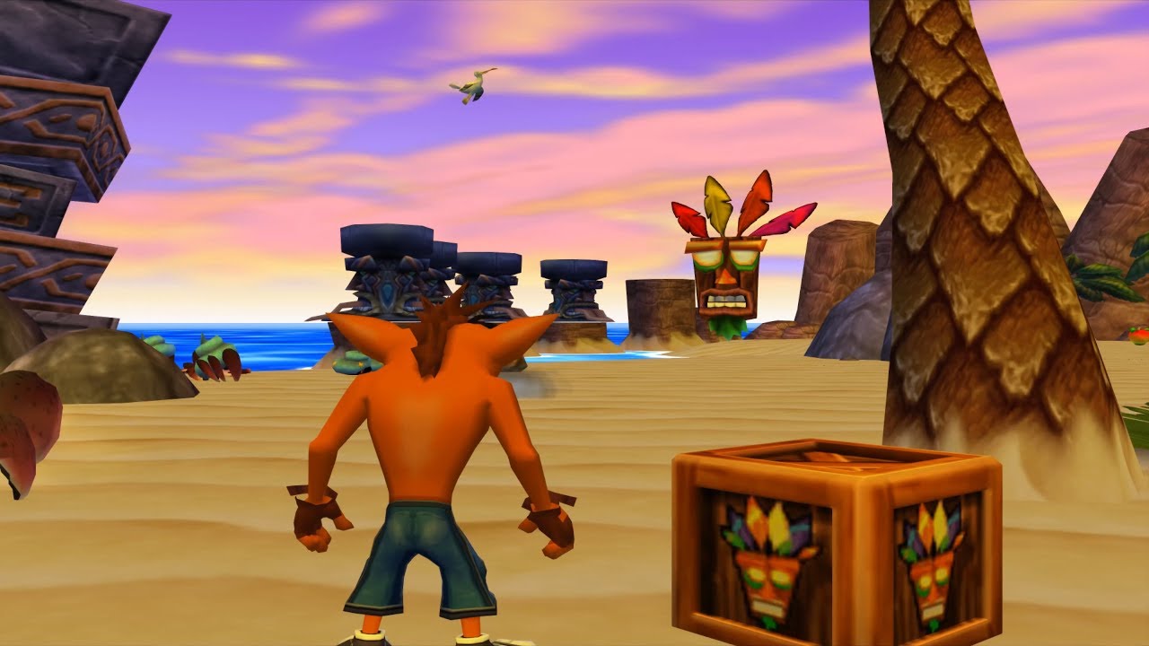 IT IS I, AKU AKU. MY DUTY IS TO PROTECT YOU. YOU MAY SUMMON ME BY BREAKING OPEN THESE CRATES. CALL ME THRICE AND I SHALL GRANT YOU SPECIAL POWERZUH