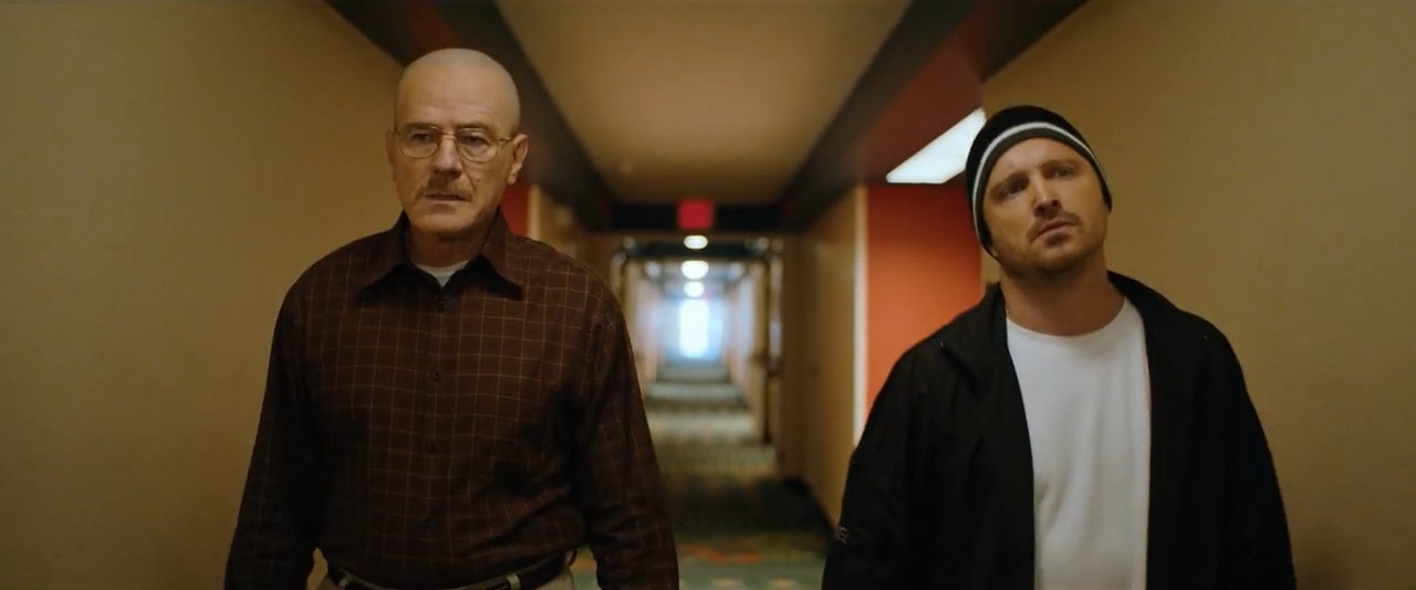 Walt and Jesse stop at a hotel