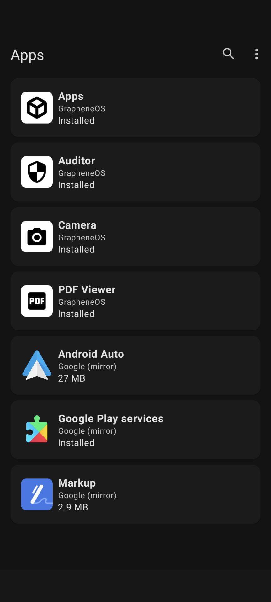 Apps screenshot